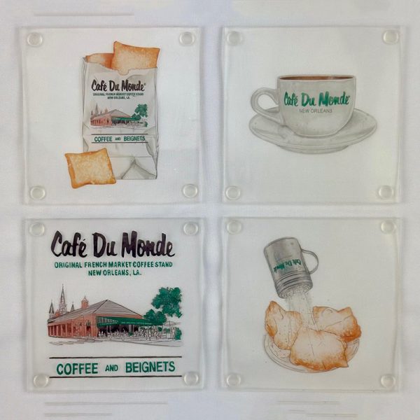 Cafe du Monde set of four Acrylic Coasters