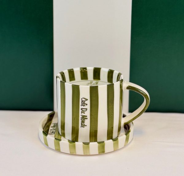 Green Stripe Cup & Saucer