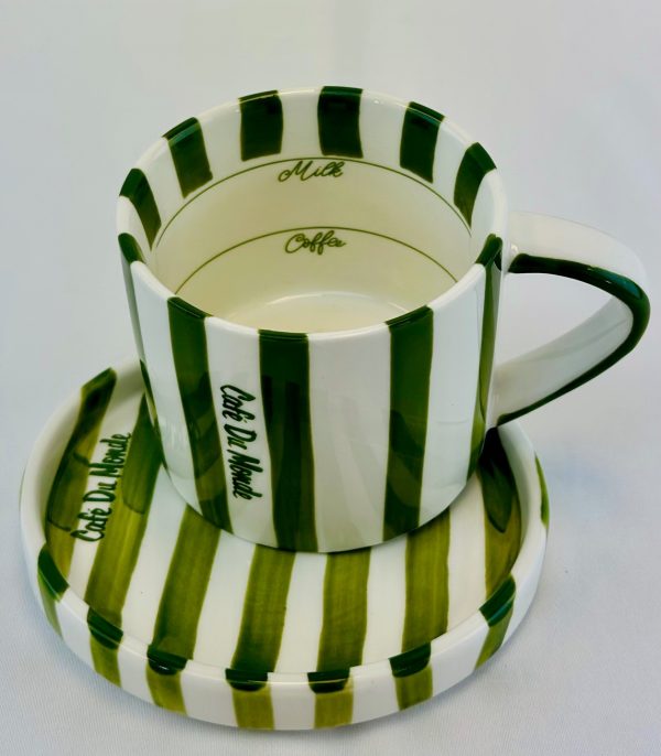 Green Stripe Cup & Saucer - Image 2