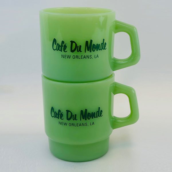 Two Cafe du Monde Jade Stackable Mugs