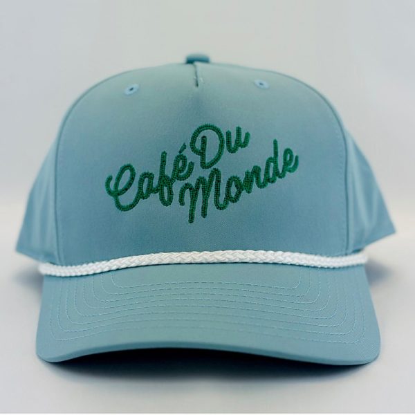 Cafe du Monde Blue Script Chain Stitch with White Rope Baseball Cap