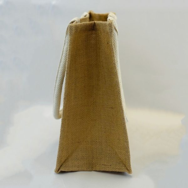 Side view of Cafe du Monde Small Jute Tote