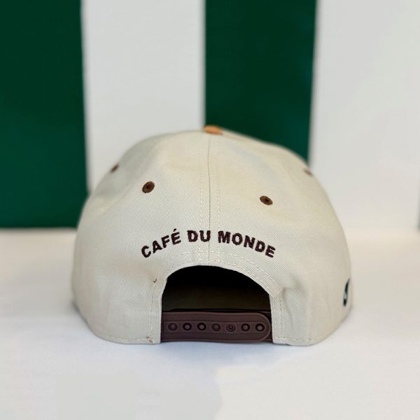 Back of Cafe du Monde Upside Down Beignets Cap in Camo