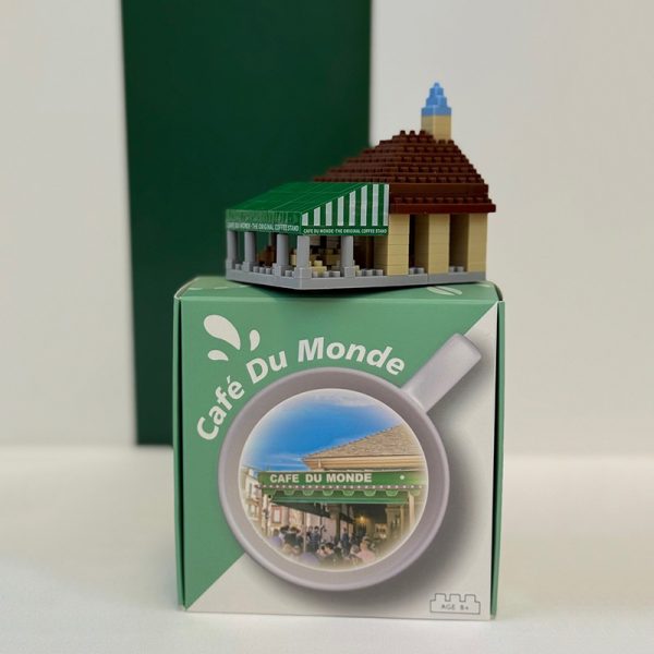 Cafe du Monde Mini Bricks Toy with packaging on bottom