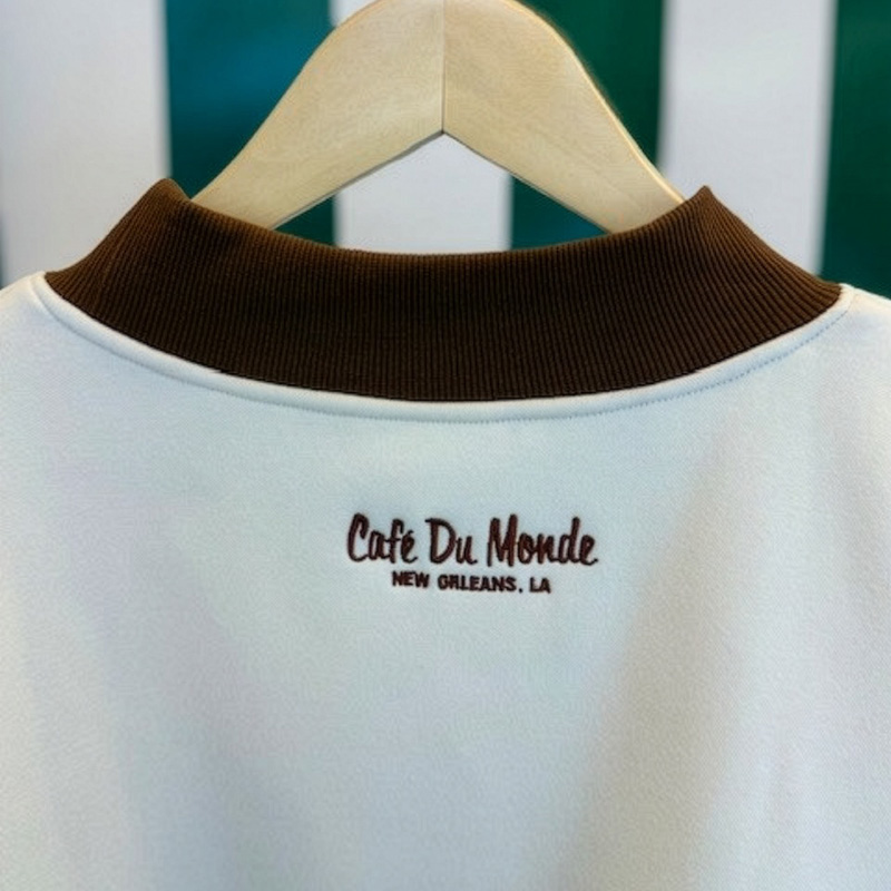 Café Sweater with Brown Trim