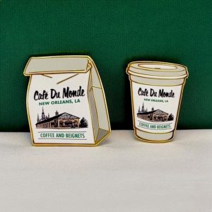 Cafe du Monde Enamel Pin Set with Bag and Cup Pins